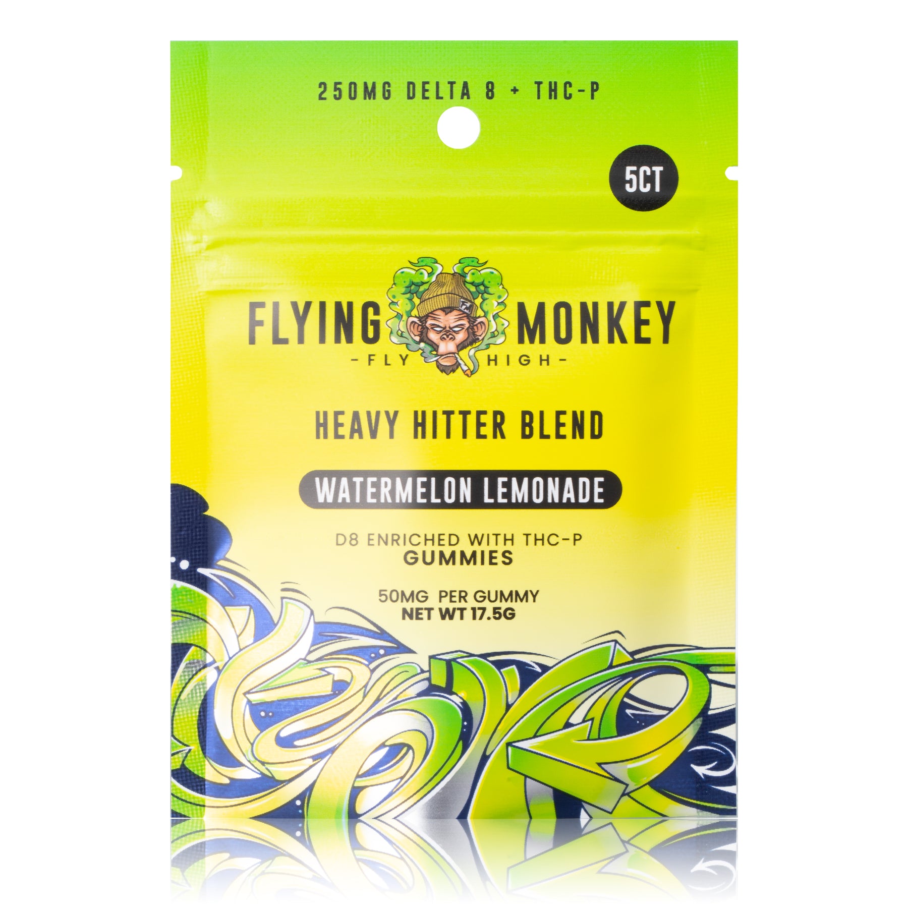 Flying Monkey Heavy Hitter 50mg gummy bag in Watermelon Lemonade flavor