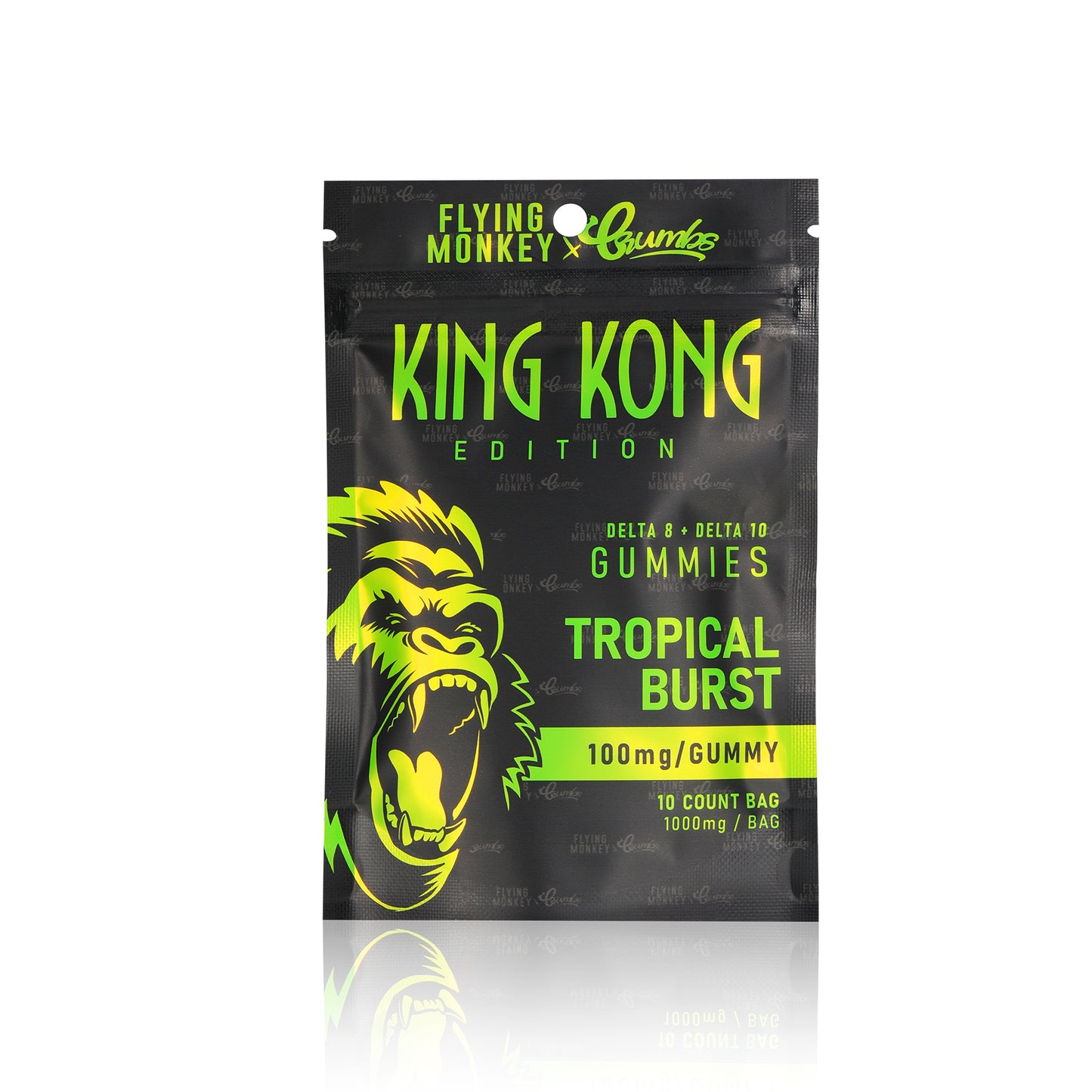Flying Monkey King Kong 100mg gummy bag in Tropical Burst flavor