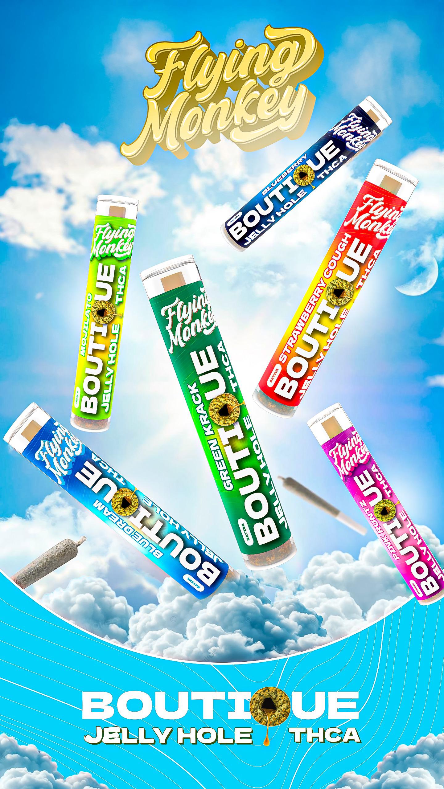 Boutique Jellyhole THCA Prerolls 2 Grams | 5 Pack – Flying Monkey