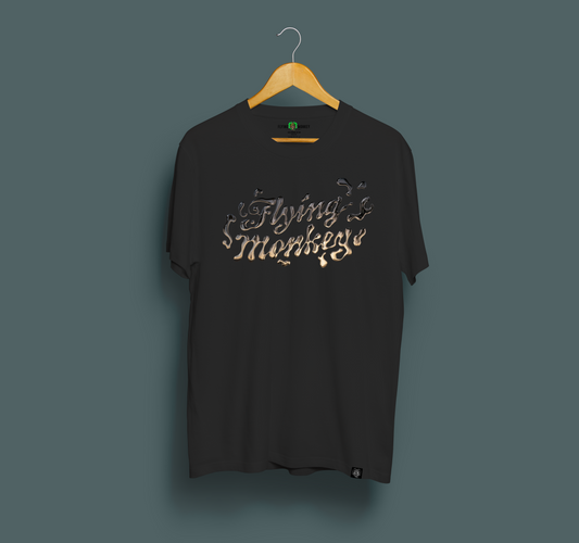 Flying Monkey liquid letters tee black